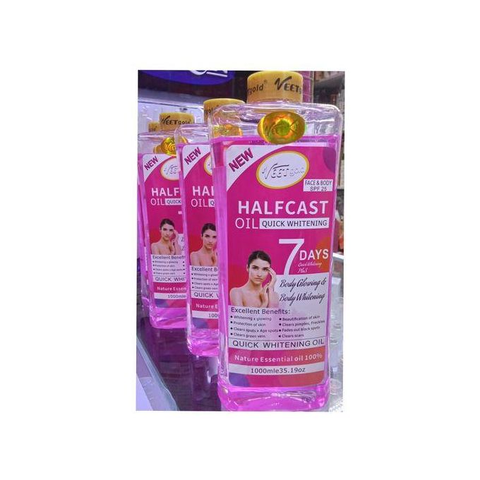 VeetGold Halfcast Quick Whitening Oil 200ml – SPF 25 Face & Body Brightening, 7-Day Even Tone, Hyperpigmentation Fade, Deep Moisturizing & Skin Elasticity Boost