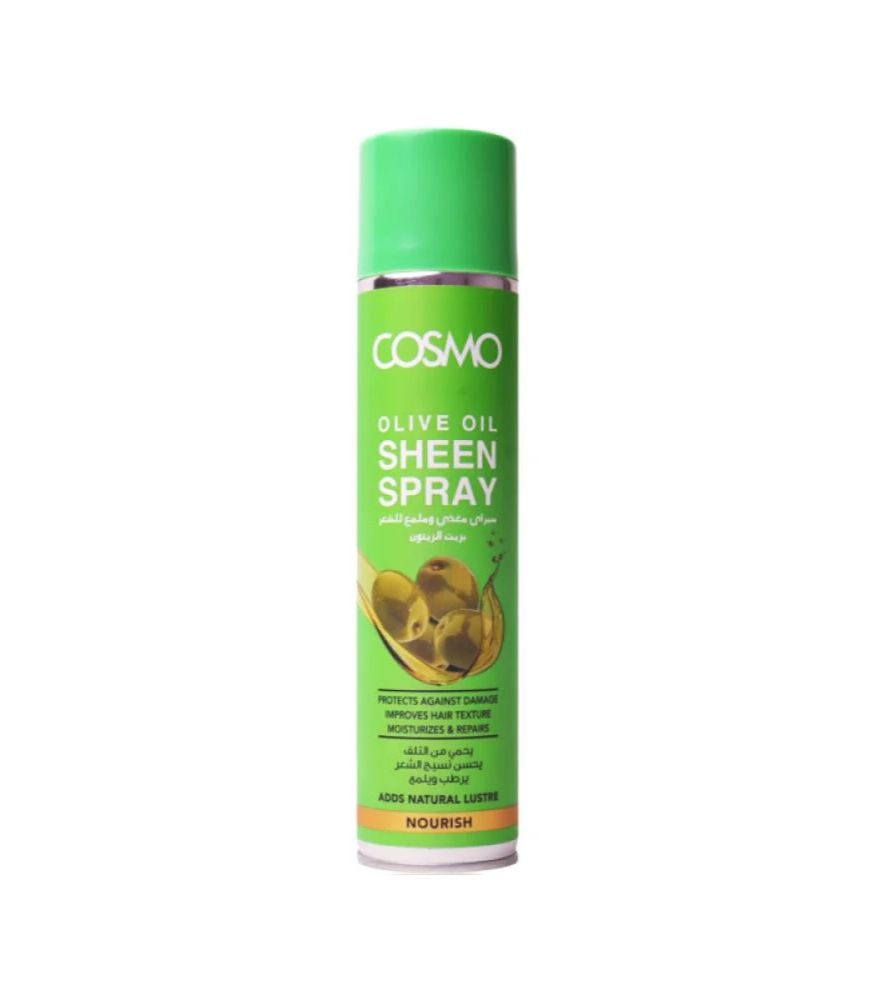 Cosmo Soft & Shine Olive Oil Sheen Spray 300ml – Hair Shine Mist Moisture Lock Frizz Control Lightweight Nourishing Hair Oil Spray for All Hair Types