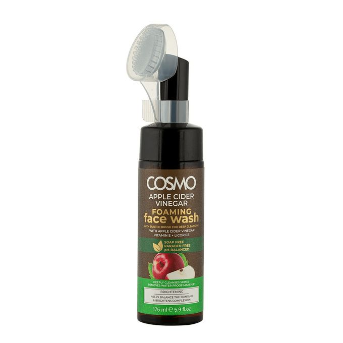 Cosmo Apple Cider Vinegar Foaming Face Wash 175ml – Deep Cleansing Soap-Free Face Wash with Built-in Brush, Tea Tree, Salicylic Acid & Neem, pH Balanced Clarifying Cleanser for Acne & Oily Skin