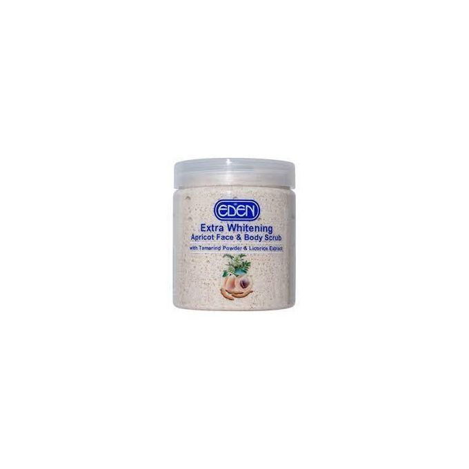 Eden Extra Whitening Apricot Face & Body Scrub – Deep Exfoliating Whitening Scrub with Natural Apricot Seeds, Tamarind Powder & Licorice Extract for Smooth, Bright, Glowing Skin 500ml