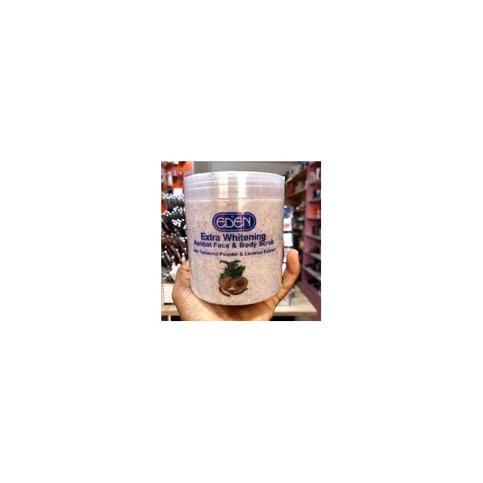 Eden Extra Whitening Apricot Face & Body Scrub – Deep Exfoliating Whitening Scrub with Natural Apricot Seeds, Tamarind Powder & Licorice Extract for Smooth, Bright, Glowing Skin 500ml