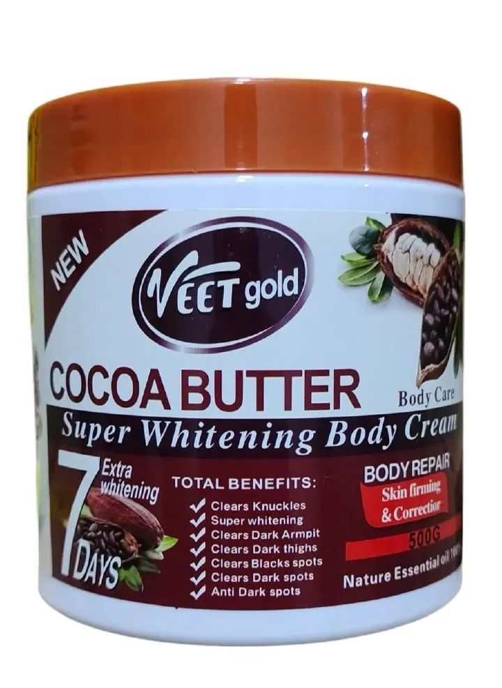 Veetgold Cocoa Butter Super Whitening Body Cream – Deep Moisturizing & Skin Brightening Lotion for Even Tone, Soft Smooth Skin, Dark Spot Lightening & Long-Lasting Hydration