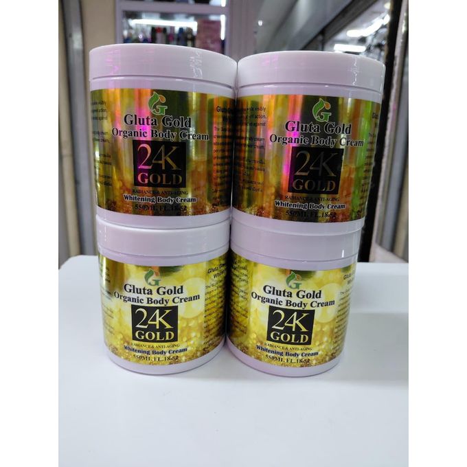 Gluta Gold Organic Body Cream 550ml – 24K Gold Radiance Whitening & Anti-Aging Moisturizing Body Lotion, Deep Hydration, Even Skin Tone & Glow, Natural Whitening & Skin Repair Cream