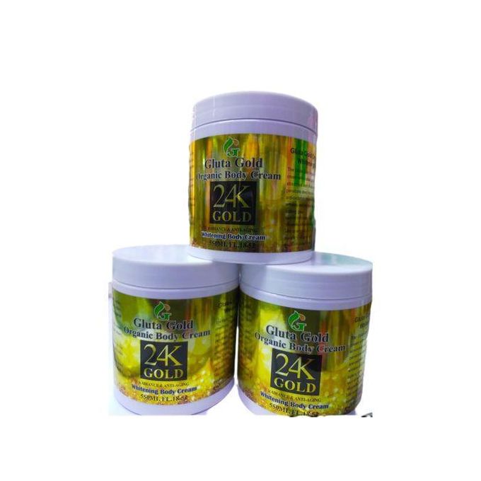 Gluta Gold Organic Body Cream 550ml – 24K Gold Radiance Whitening & Anti-Aging Moisturizing Body Lotion, Deep Hydration, Even Skin Tone & Glow, Natural Whitening & Skin Repair Cream