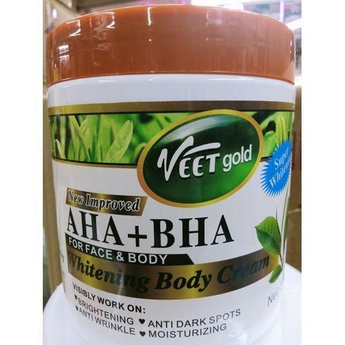 Veet Gold AHA+BHA Face and Body Whitening Cream – Brightening & Moisturizing Lotion to Fade Dark Spots, Even Tone, Remove Hyperpigmentation & Rough Skin – Works on Knees, Elbows, Underarms, Body
