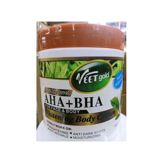 Veet Gold AHA+BHA Face and Body Whitening Cream – Brightening & Moisturizing Lotion to Fade Dark Spots, Even Tone, Remove Hyperpigmentation & Rough Skin – Works on Knees, Elbows, Underarms, Body
