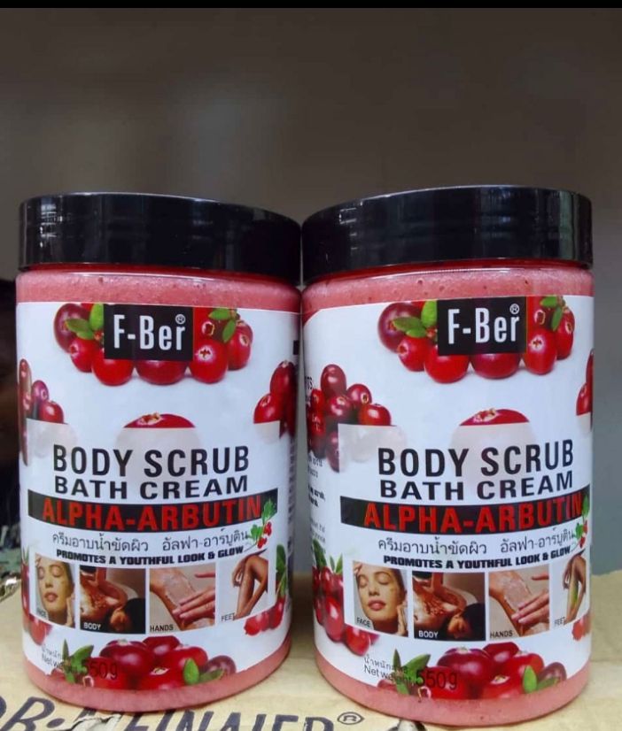 F-Ber Body Scrub Bath Cream Alpha-Arbutin 550g – Brightening & Whitening Exfoliating Lotion for Youthful Glow, Smooth Radiant Skin, Fade Dark Spots, Uneven Tone – Full Body Spa Treatment