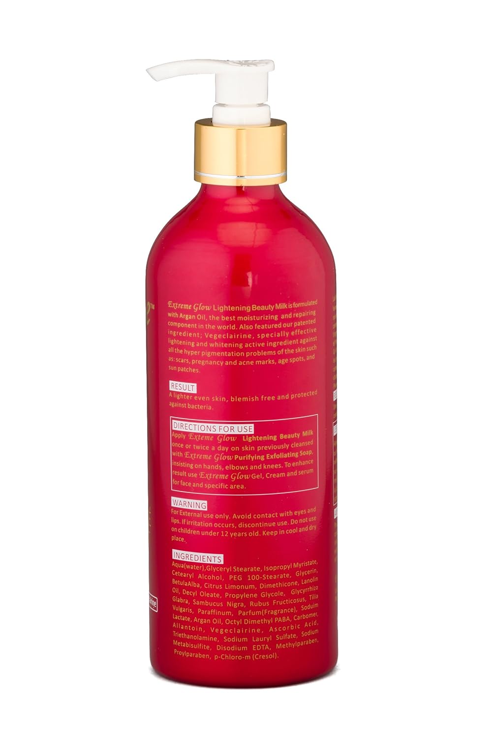 Extreme Glow Strong Lightening Beauty Milk 500ml – Brightening & Hydrating Body Lotion with Argan Oil & Vegeclairine for Even Skin Tone, Dark Spot Reduction & Smooth Radiant Skin