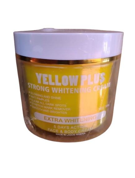 Yellow Plus Strong Whitening Cream 5 Days Action – Fast Brightening Moisturizer for Face & Body, Even Skin Tone & Dark Spot Fade, Deep Nourishing Whitening Lotion