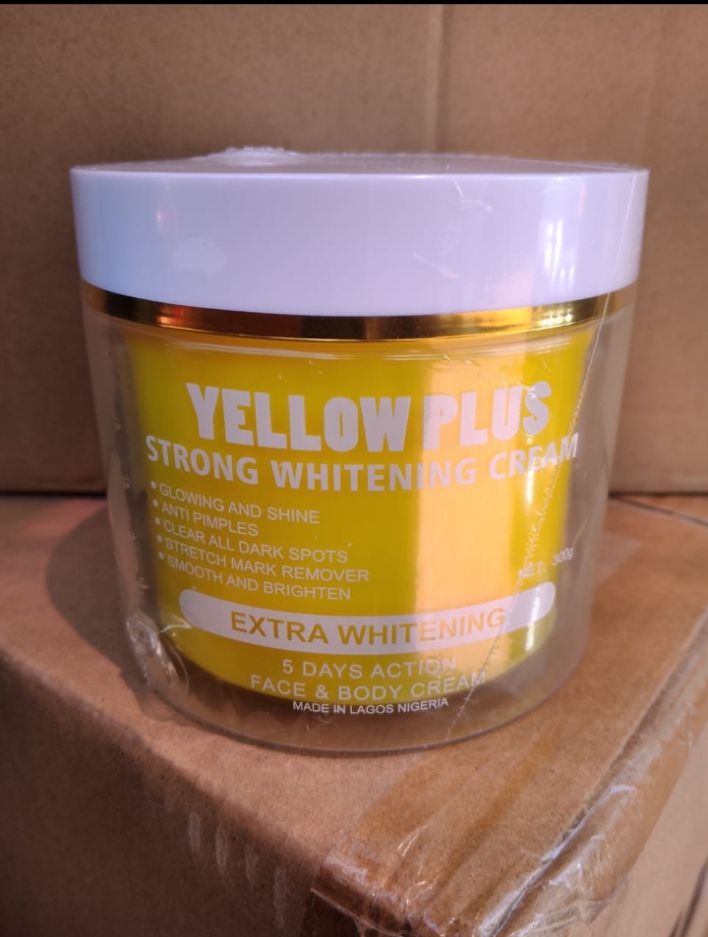 Yellow Plus Strong Whitening Cream 5 Days Action – Fast Brightening Moisturizer for Face & Body, Even Skin Tone & Dark Spot Fade, Deep Nourishing Whitening Lotion