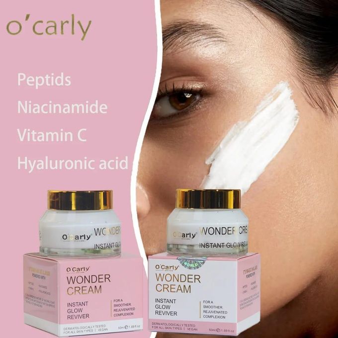 O’carly Wonder Cream Instant Glow Reviver for Smoother Rejuvenated Complexion Brightening Moisturizer Anti-Dullness Hydrating Face Cream Fast Radiance Booster – 50ml Skin Care