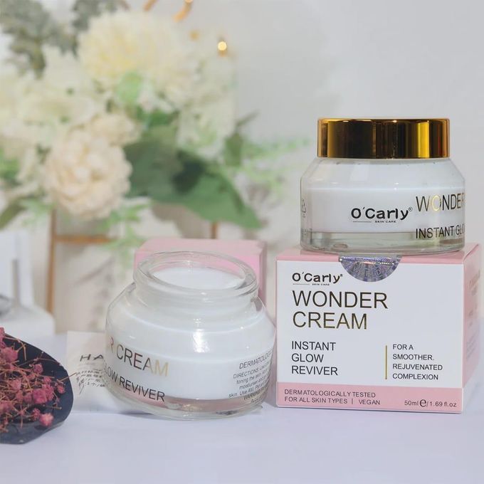 O’carly Wonder Cream Instant Glow Reviver for Smoother Rejuvenated Complexion Brightening Moisturizer Anti-Dullness Hydrating Face Cream Fast Radiance Booster – 50ml Skin Care