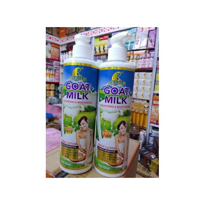 Roushun Goat Milk Brightening & Moisturizing Body Lotion 480ml – Deep Hydration, Skin Brightening & Even Tone, Anti-Aging, Smooth Soft Skin, Shea & Collagen Body Cream