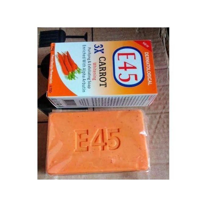 E45 3X Carrot Whitening & Exfoliating Purifying Soap 250g – Alpha Arbutin & Carrot Extract Brightening Bar, Dark Spots Fade, Smooth Glow Skin, Deep Cleanse & Moisturize