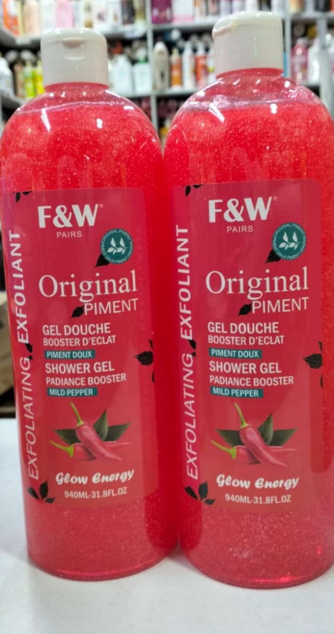 F & W Original Piment Radiance Booster Shower Gel 940ml – Mild Pepper Glow Energy, Deep Cleansing & Brightening Body Wash, Exfoliating & Moisturizing Bath Gel for Smooth Glowing Skin