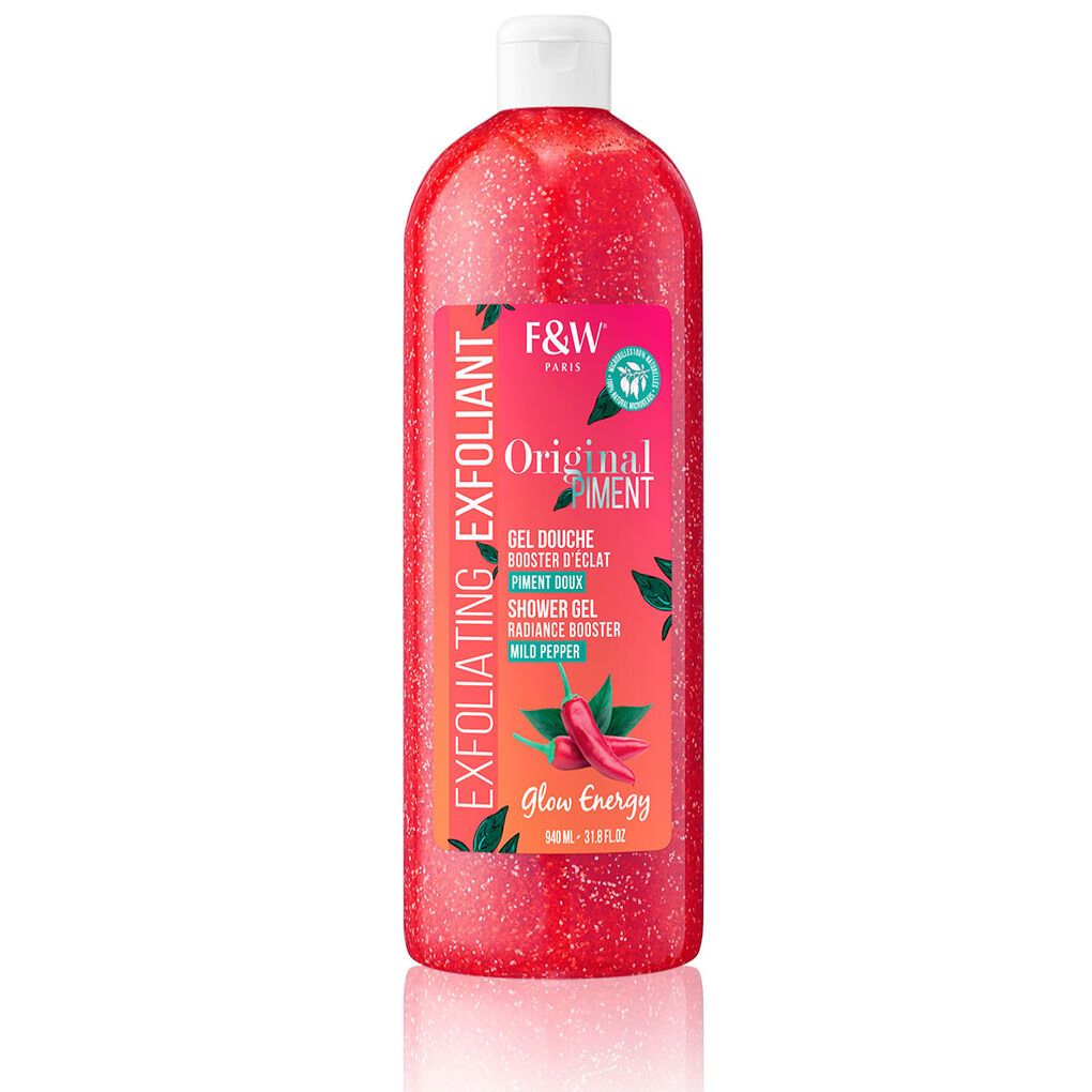F & W Original Piment Radiance Booster Shower Gel 940ml – Mild Pepper Glow Energy, Deep Cleansing & Brightening Body Wash, Exfoliating & Moisturizing Bath Gel for Smooth Glowing Skin