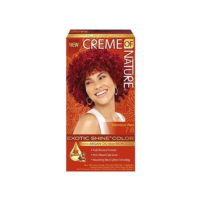 Creme Of Nature Exotic Shine Color 7.6 Intensive Red – Permanent Hair Dye With Argan Oil from Morocco, Rich Vibrant Red Shade, Conditioning Color Gel, Up to 100% Grey Coverage