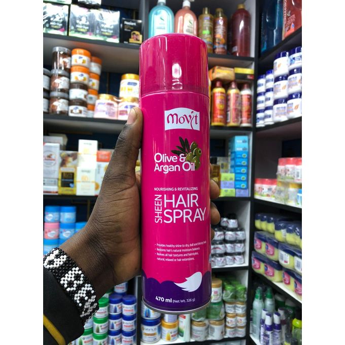 Movit Olive & Argan Oil Nourishing Revitalizing Sheen Hair Spray 470ml – Adds Instant Shine, Moisturizes Dry Hair, Controls Frizz, Softens & Protects Natural, Relaxed & Braided Hair