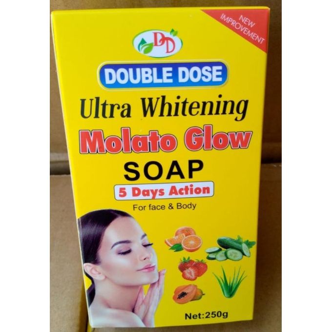 Whitening Molato Glow Soap Double Dose Ultra 5 Days Action 250g Fast Brightening & Anti Dark Spots Bar Soap for Face & Body Even Tone Radiant Skin Whitening Cleanser Bar Soap