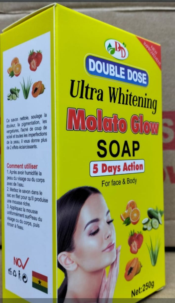 Whitening Molato Glow Soap Double Dose Ultra 5 Days Action 250g Fast Brightening & Anti Dark Spots Bar Soap for Face & Body Even Tone Radiant Skin Whitening Cleanser Bar Soap