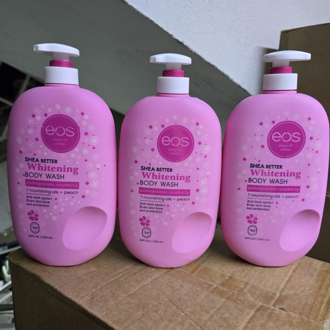 Whitening Body Wash EOS Shea Butter Pomegranate Raspberry 1000ml 7 Nourishing Oils Peach Extract Anti Dark Spots Even Skin Tone Sun Protection Moisturizing Shower Gel