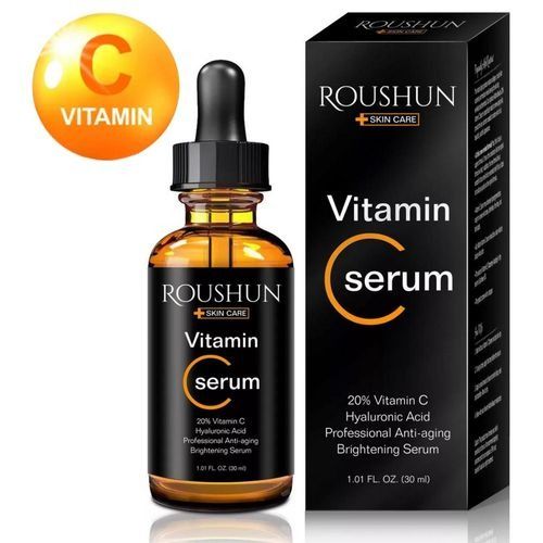Vitamin C Serum Roushun Skin Care 20% Vitamin C Hyaluronic Acid Anti Aging Brightening Face Serum Dark Spots Wrinkle Repair Moisturizing Glow Booster 30ml