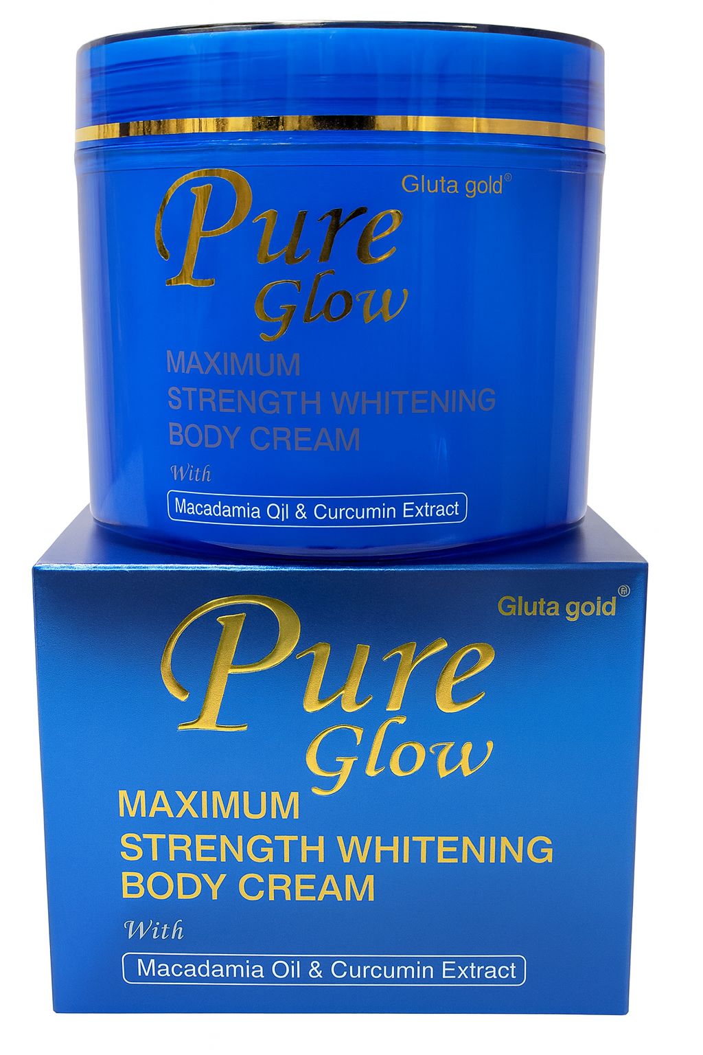 Whitening Body Cream Gluta Gold Pure Glow Maximum Strength Brightening Moisturizing Cream with Macadamia Oil Curcumin Extract Anti Dark Spots Even Skin Tone Radiant Glow Care
