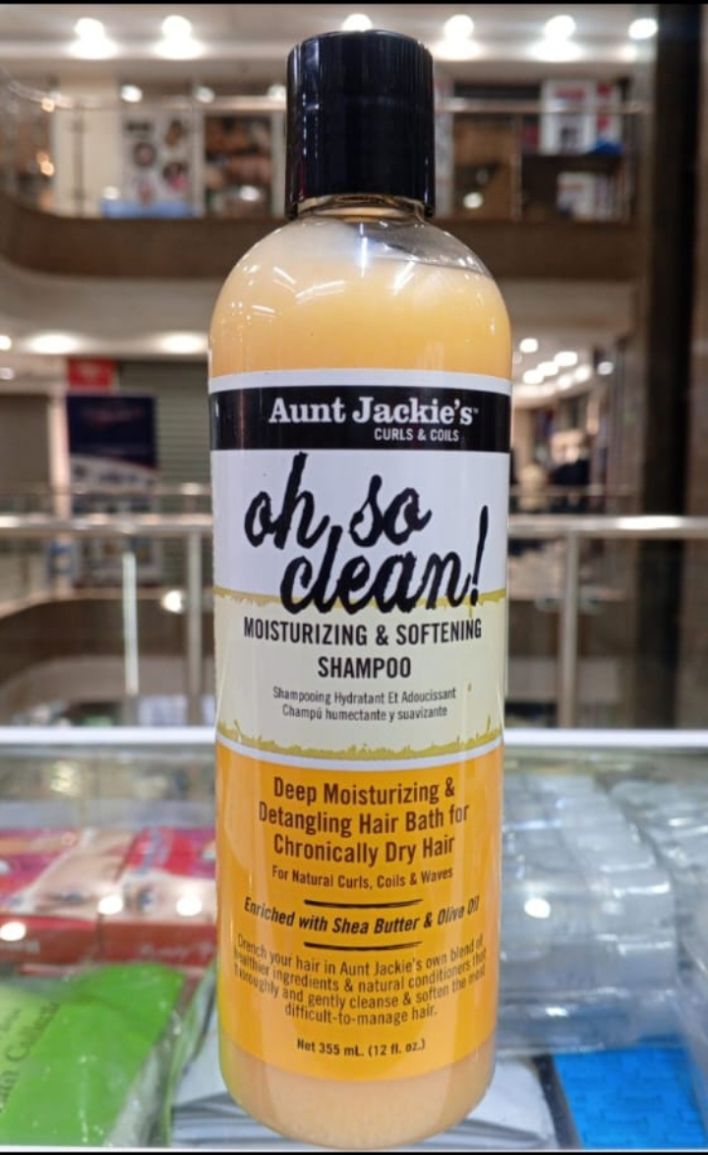 Aunt Jackie’s Curls & Coils Ah So Clean Moisturizing Shampoo with Shea Butter & Olive Oil | Deep Cleansing Softening Hair Wash for Natural Curly Coily Hair | Sulfate Free 355ml
