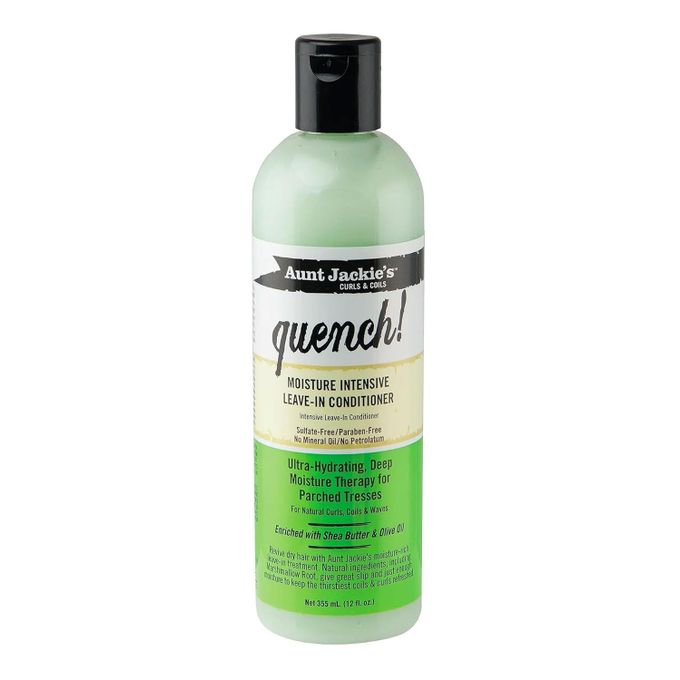 Aunt Jackie’s Quench! Moisture Intensive Leave-In Conditioner Ultra Hydrating Deep Moisture Therapy with Shea Butter & Olive Oil | For Natural Curls Coils Waves Soft Frizz-Free Hair 355ml
