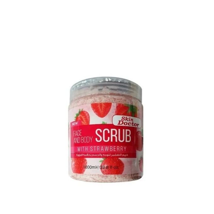 ZE Skin Care Strawberry Face And Body Scrub 1000ml Exfoliating Brightening Body Polish Deep Cleansing Facial Scrub For Smooth Glowing Skin All Skin Types Home Spa Use