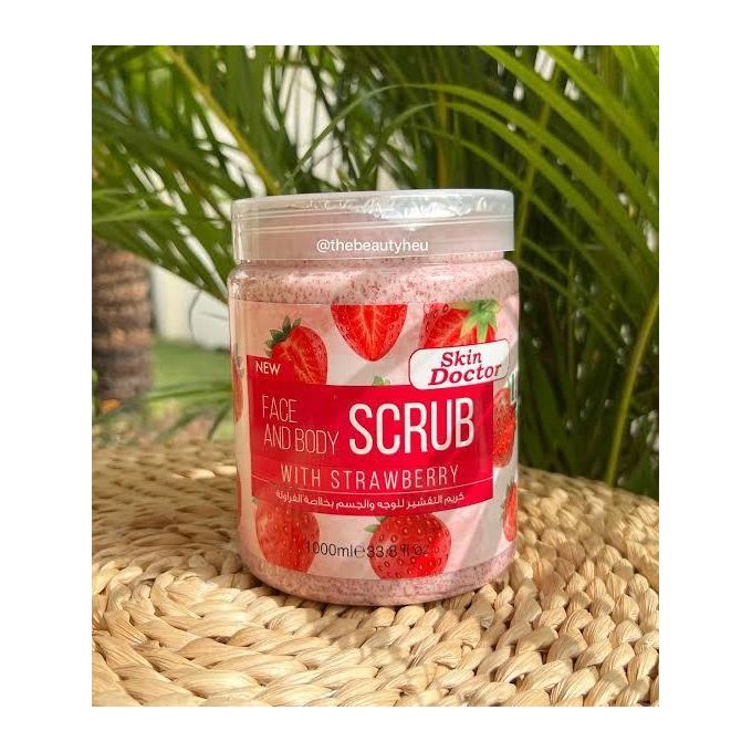 ZE Skin Care Strawberry Face And Body Scrub 1000ml Exfoliating Brightening Body Polish Deep Cleansing Facial Scrub For Smooth Glowing Skin All Skin Types Home Spa Use