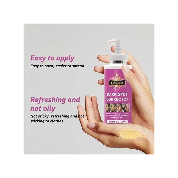5D Gluta Dark Spot Corrector Body Lotion 500ml Dark Spot Remover & Skin Brightening Moisturizing Lotion Glutathione Kojic & Lactic Acid Fade Age Spots Freckles Uneven Tone Even Glow