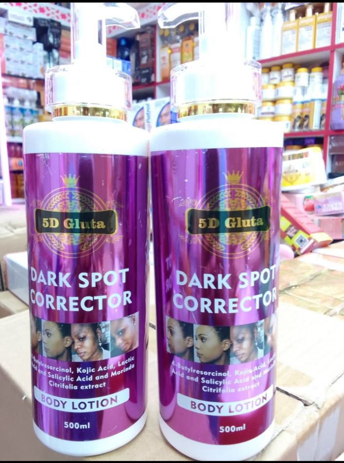5D Gluta Dark Spot Corrector Body Lotion 500ml Dark Spot Remover & Skin Brightening Moisturizing Lotion Glutathione Kojic & Lactic Acid Fade Age Spots Freckles Uneven Tone Even Glow