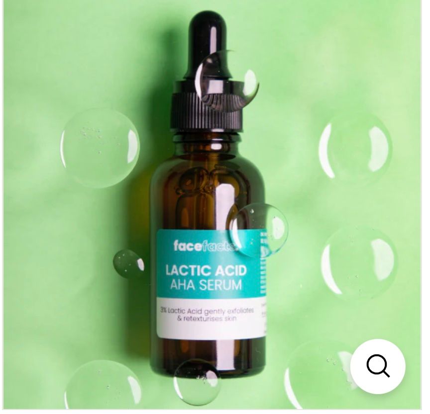 Facefacts Glow + Resurface Lactic Acid AHA Serum 30ml – 3% Lactic Acid Exfoliating & Brightening Skin Serum with Aloe Vera & Peach Extract for Uneven Tone, Dullness & Smooth Texture