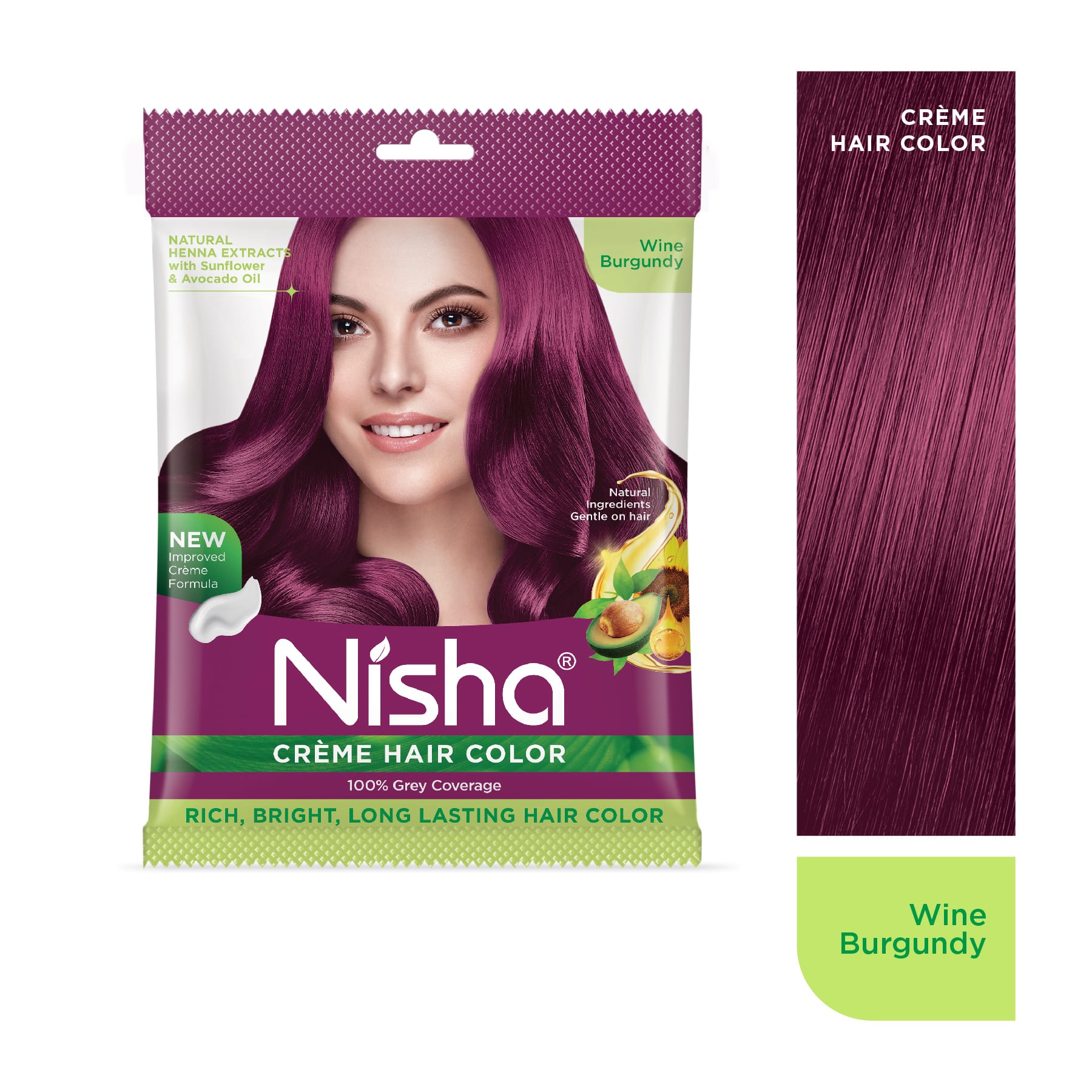 Nisha Creme Hair Color Wine Burgundy – Permanent Hair Dye, 100% Grey Coverage, Rich Bright Long Lasting Burgundy Wine Hair Colour Kit for Men & Women, Ammonia Free, Nourishing Henna & Natural Extracts