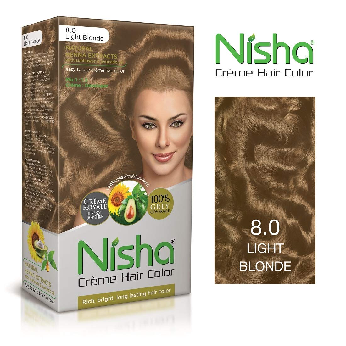 Nisha Creme Hair Color 8.1 Golden Blonde – Permanent Hair Dye with 100% Grey Coverage, Rich Bright Long Lasting Golden Blonde Hair Colour, Ammonia Free, Nourishing Henna & Natural Extracts