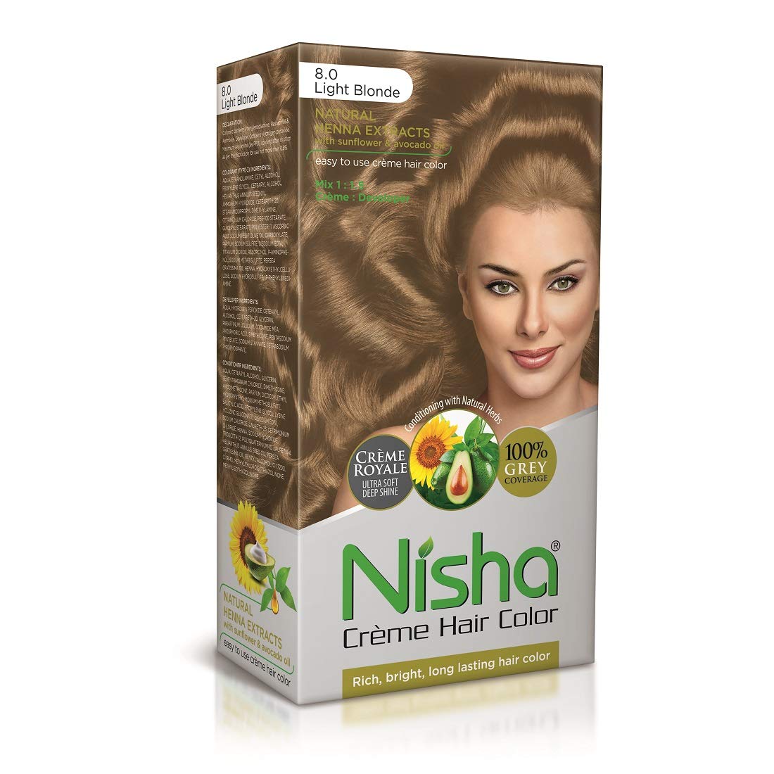 Nisha Creme Hair Color 8.1 Golden Blonde – Permanent Hair Dye with 100% Grey Coverage, Rich Bright Long Lasting Golden Blonde Hair Colour, Ammonia Free, Nourishing Henna & Natural Extracts