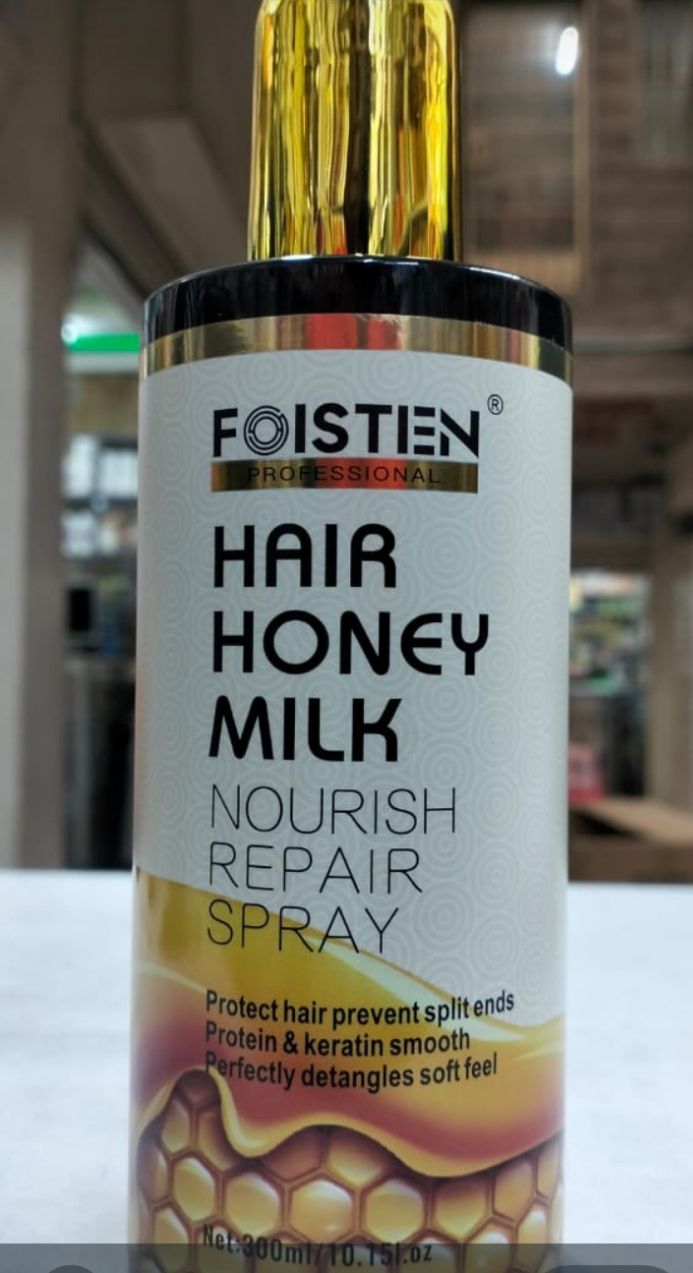 Foisten Professional Hair Honey Milk Nourish Repair Spray 300ml – Protein & Keratin Leave-In Conditioner, Prevents Split Ends, Smooths, Softens, Detangles Hair, Deep Nourishing Repair Treatment
