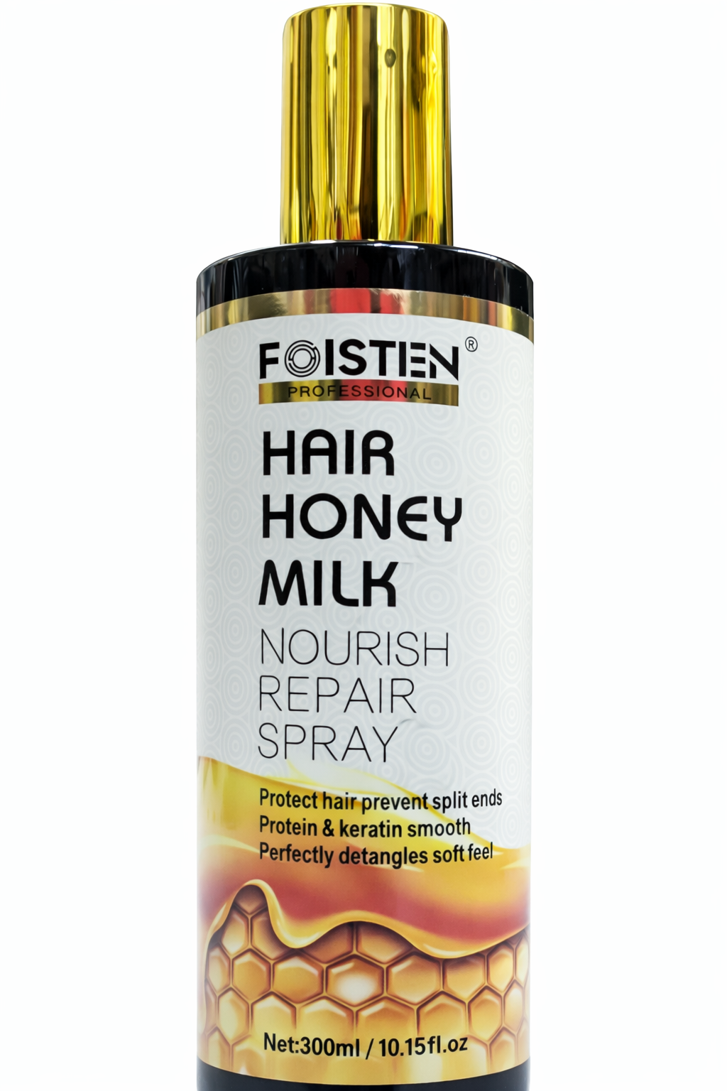Foisten Professional Hair Honey Milk Nourish Repair Spray 300ml – Protein & Keratin Leave-In Conditioner, Prevents Split Ends, Smooths, Softens, Detangles Hair, Deep Nourishing Repair Treatment