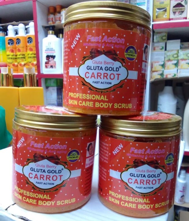 Fast Action Whitening & Anti-Aging Gluta Berry Gluta Gold Carrot Body Scrub – Professional Skin Care Exfoliating Scrub for Smooth Glowing Even Tone Skin, Deep Clean & Brightening