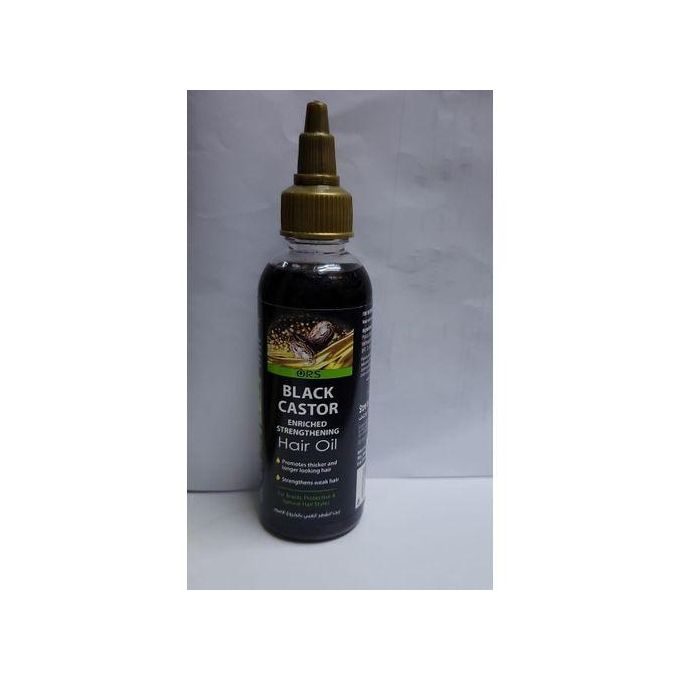 ORS Black Castor Enriched Strengthening Hair Oil Promotes Thicker & Longer Looking Hair – Strengthens Weak Hair, Ideal for Braids, Protective & Natural Hairstyles, Nourishing Scalp Oil