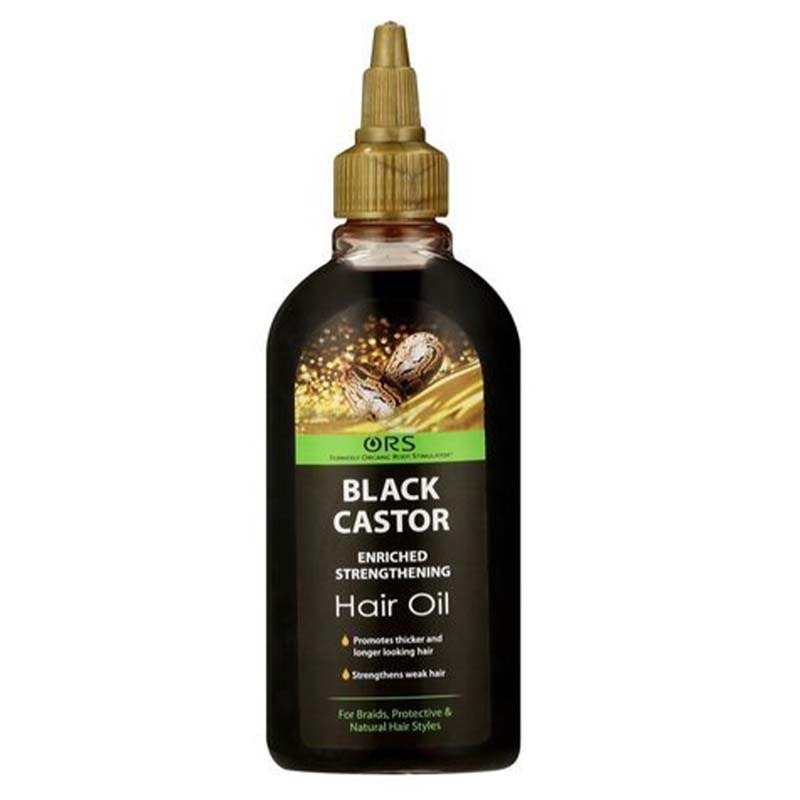 ORS Black Castor Enriched Strengthening Hair Oil Promotes Thicker & Longer Looking Hair – Strengthens Weak Hair, Ideal for Braids, Protective & Natural Hairstyles, Nourishing Scalp Oil