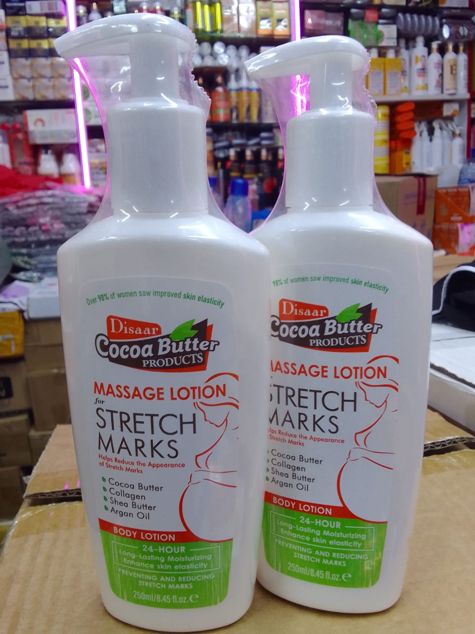 Disaar Cocoa Butter Massage Lotion for Stretch Marks 250ml - Cocoa Butter Collagen Shea Butter Argan Oil Body Lotion Helps Reduce Appearance of Stretch Marks and Hydrate Skin