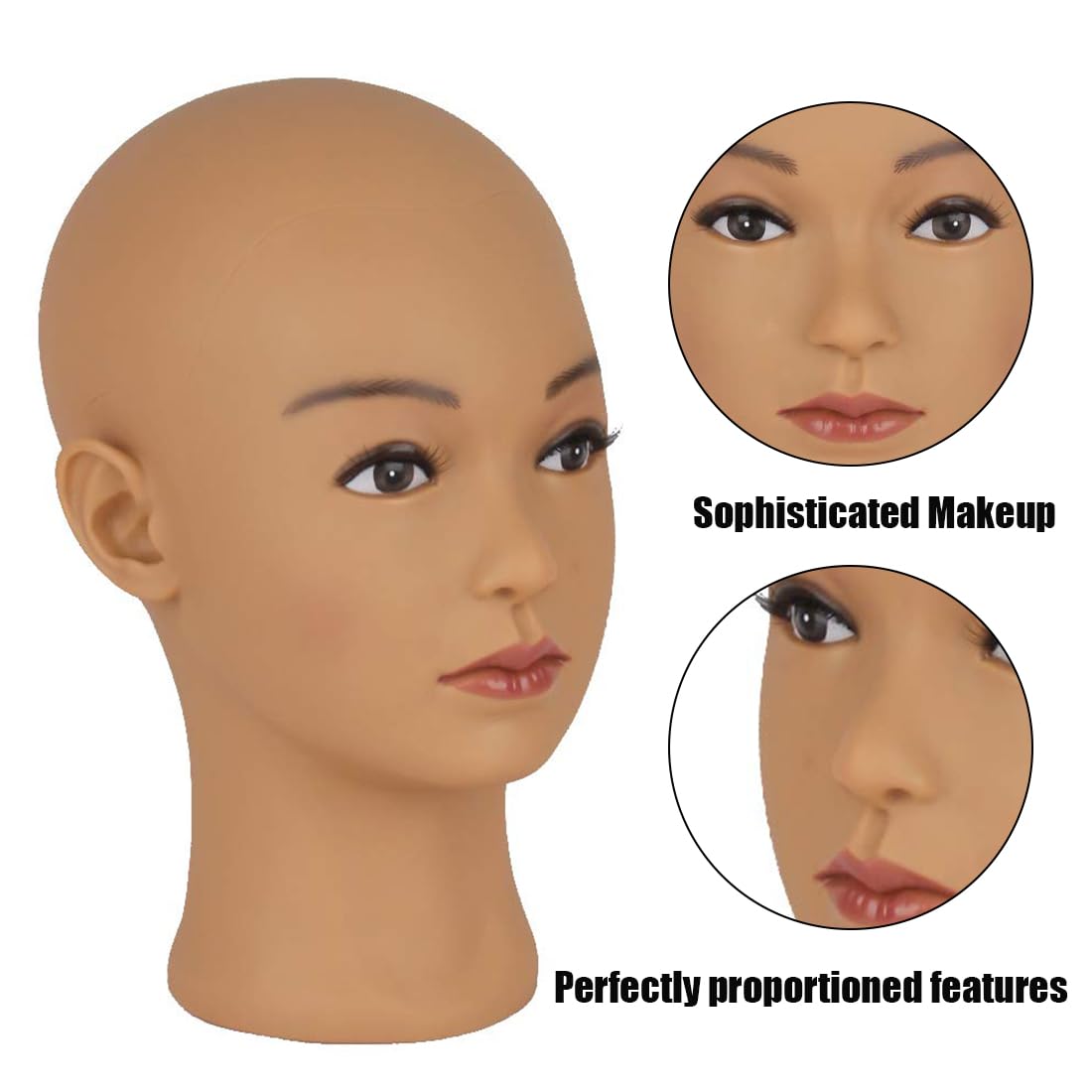Training Dummy Mannequin Head for Hair Styling Makeup Practice Hairdressing Cosmetology Salon Practice Model with Long Hair for Students Beginners Professionals