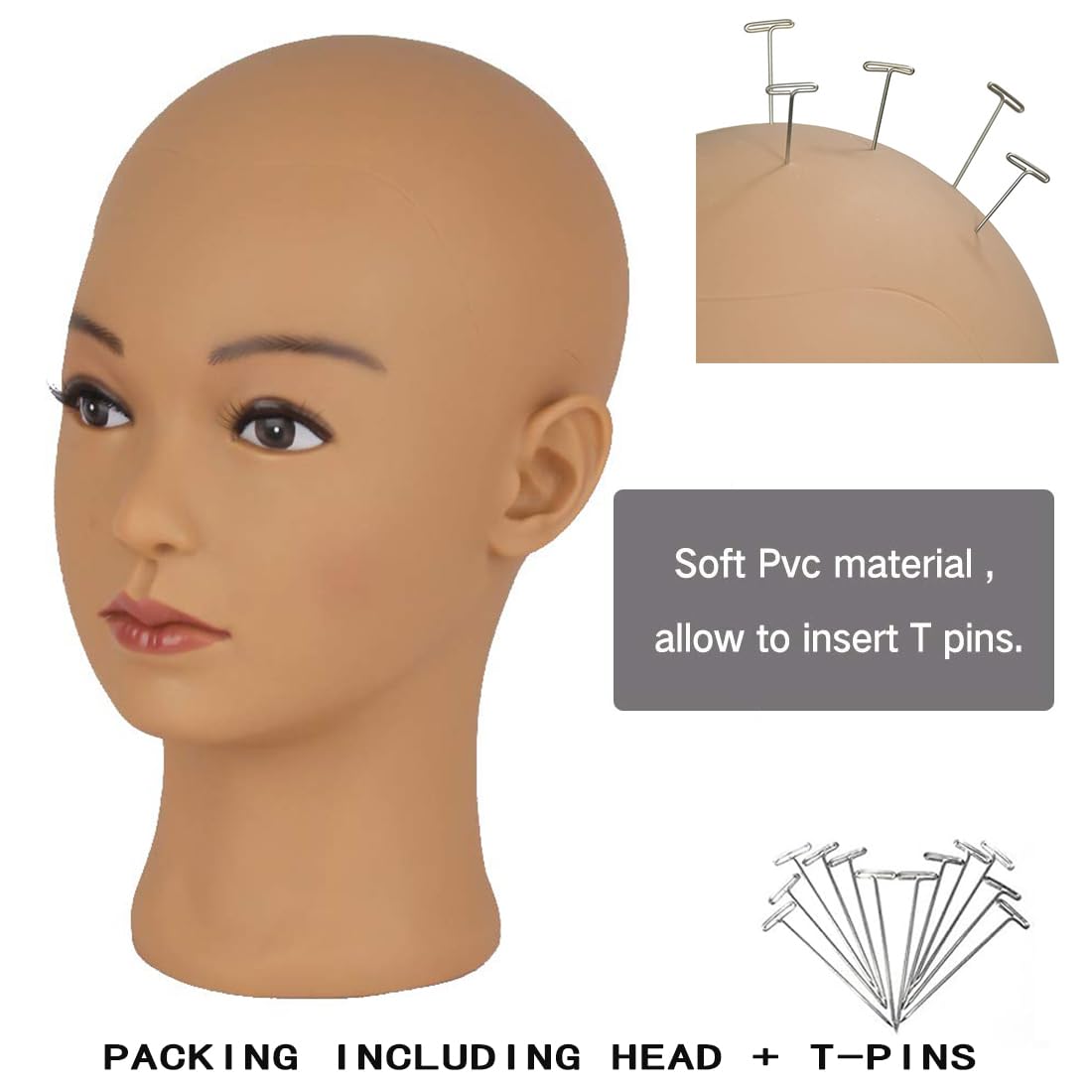 Training Dummy Mannequin Head for Hair Styling Makeup Practice Hairdressing Cosmetology Salon Practice Model with Long Hair for Students Beginners Professionals