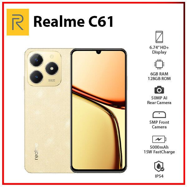 Realme C61 6.74'', 256GB ROM + 8GB RAM (Dual SIM), 5000mAh Battery 50MP Camera Dual sim-Smartphones