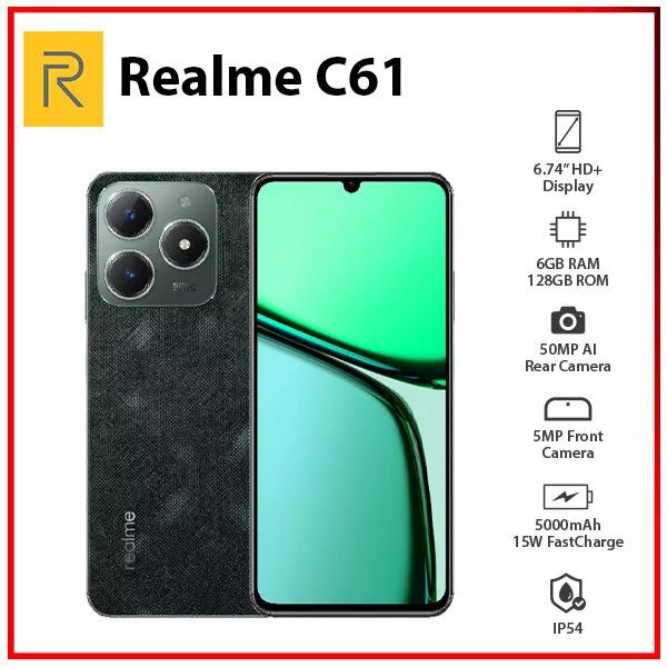 Realme C61 6.74'', 256GB ROM + 8GB RAM (Dual SIM), 5000mAh Battery 50MP Camera Dual sim-Smartphones