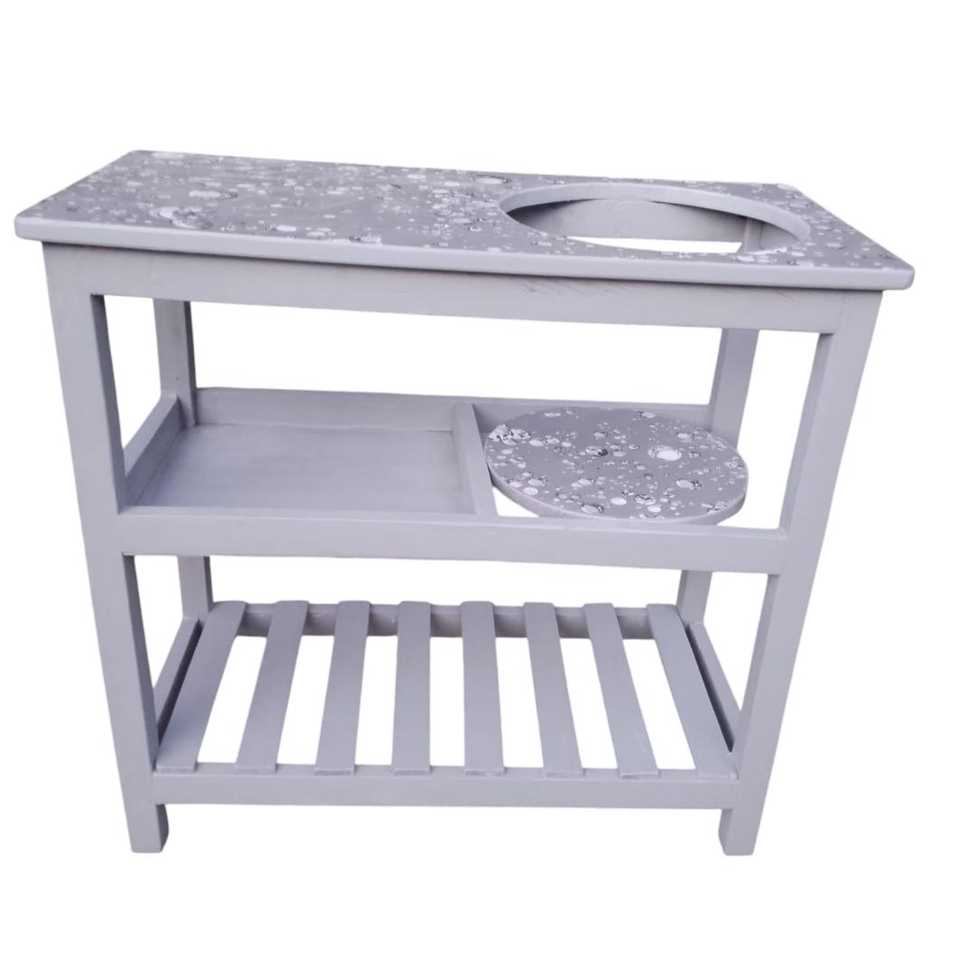 (Easter sale offer price)Modern strong and classic kitchen table,Wooden strong Kitchen table with racks. suitable for 6KG cooking Meko.as picture