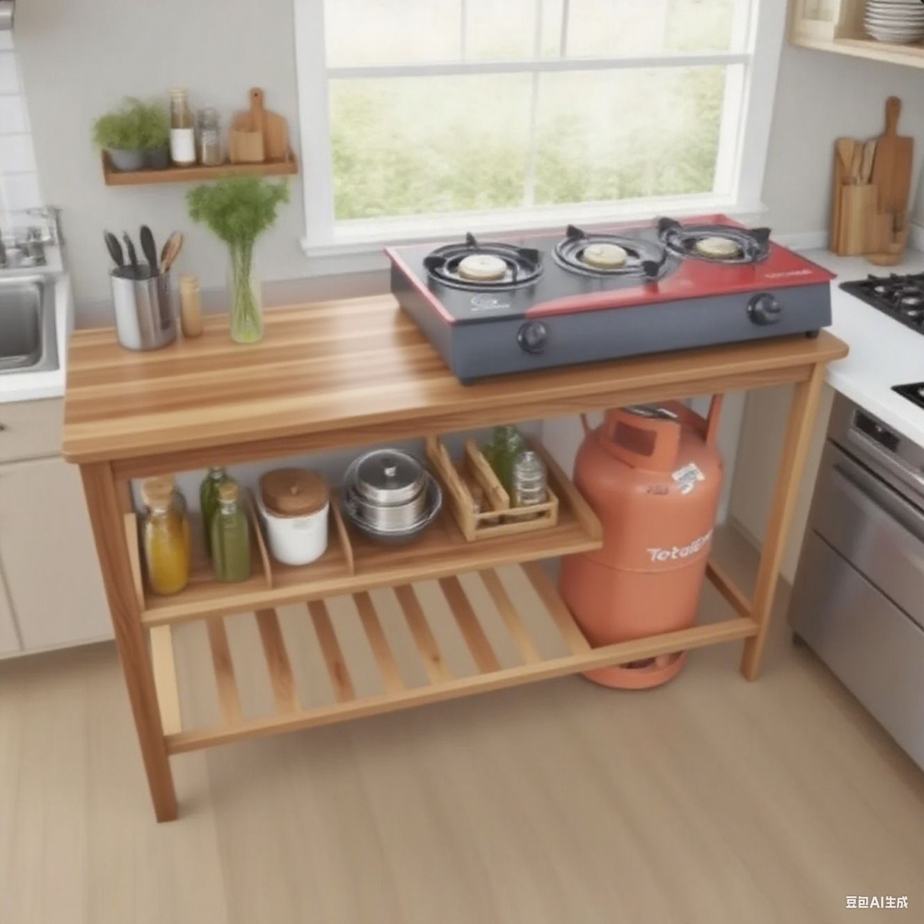 [Superior Quality] EXTRA LARGE Modern strong and classic kitchen table,Wooden strong Kitchen table with racks. as picture