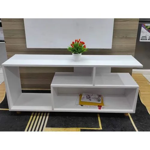 Modern Mexican TV stand with exposed metal legs , a wooden top, featuring open shelving classy design suitable for upto 55" TV